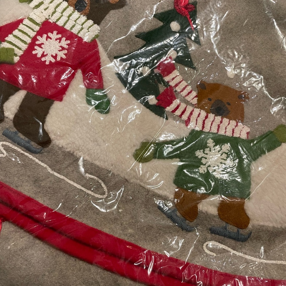 Crate & barrel Tree Skirt. Skating Bears